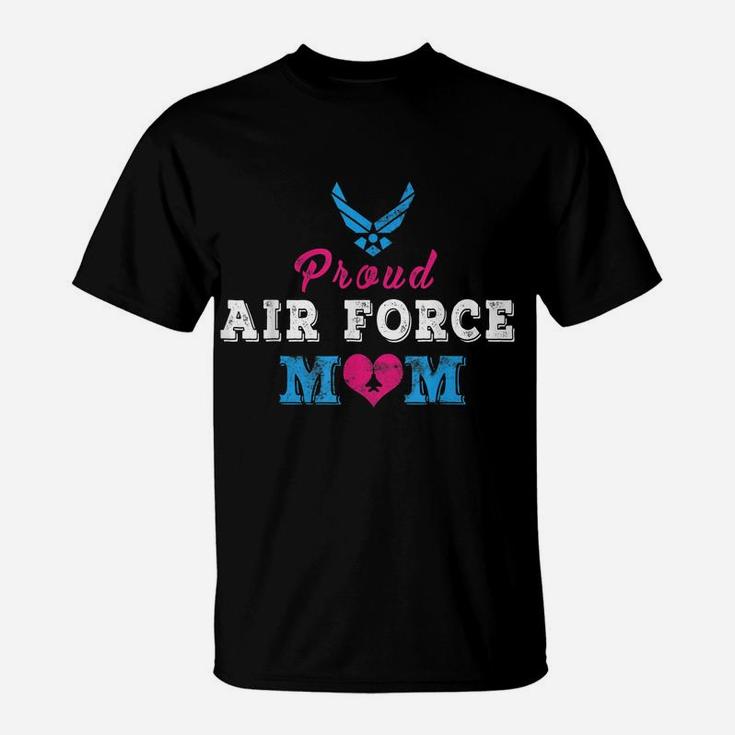 Womens Proud Air Force Mom Heart Military Family T-Shirt