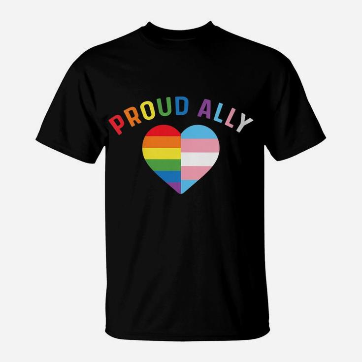 Womens Proud Ally Mom Lgbt Transgender Gifts Lgbtq Pride Trans Flag T-Shirt