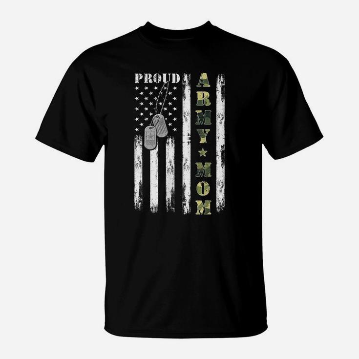 Womens Proud Army Mom American Flag Camo Military Mom Mother's Day T-Shirt