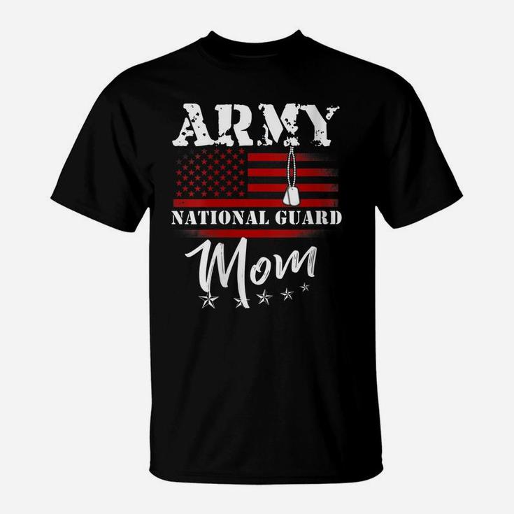 Womens Proud Army National Guard Mom Us Flag Tees Us Military Women T-Shirt