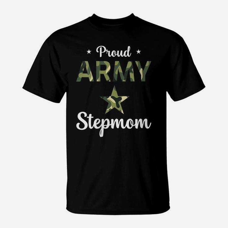 Womens Proud Army Stepmom Army Mom Womens Mothers Day T-Shirt