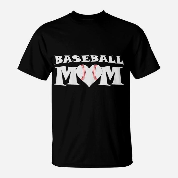 Womens Proud Baseball Mom With Heart Game Day T-Shirt