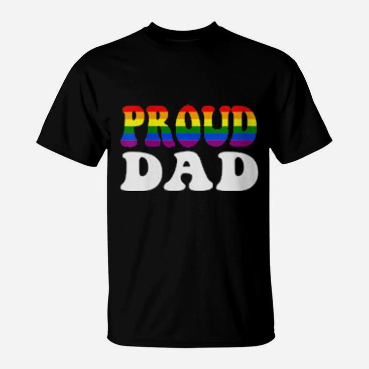 Womens Proud Dad Lgbt Rainbow Gay Pride T-Shirt