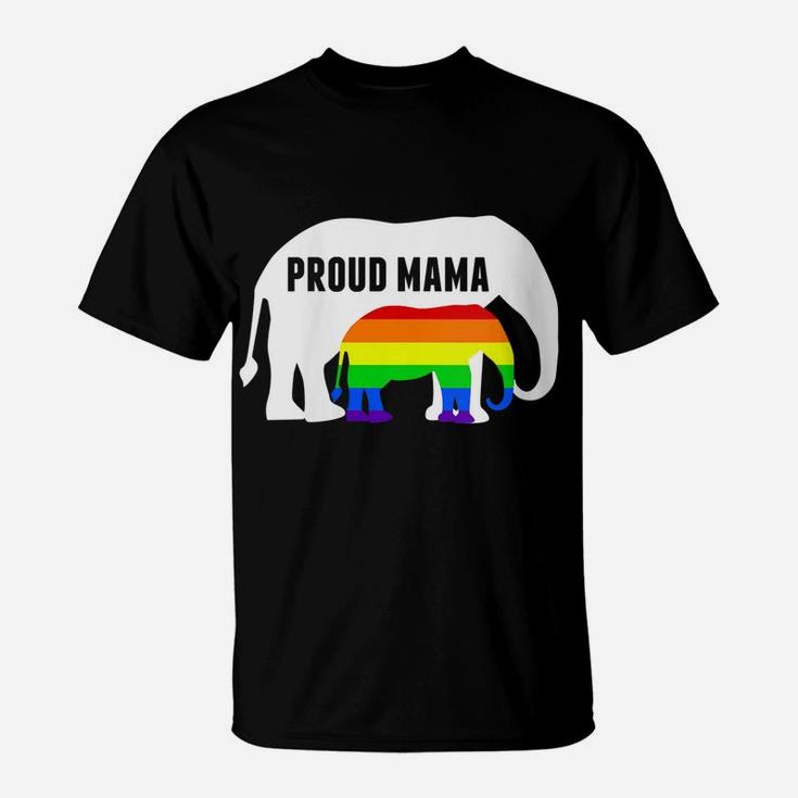 Womens Proud Lgbt Mama - Lgbtq Elephant Gay Pride Mom T-Shirt