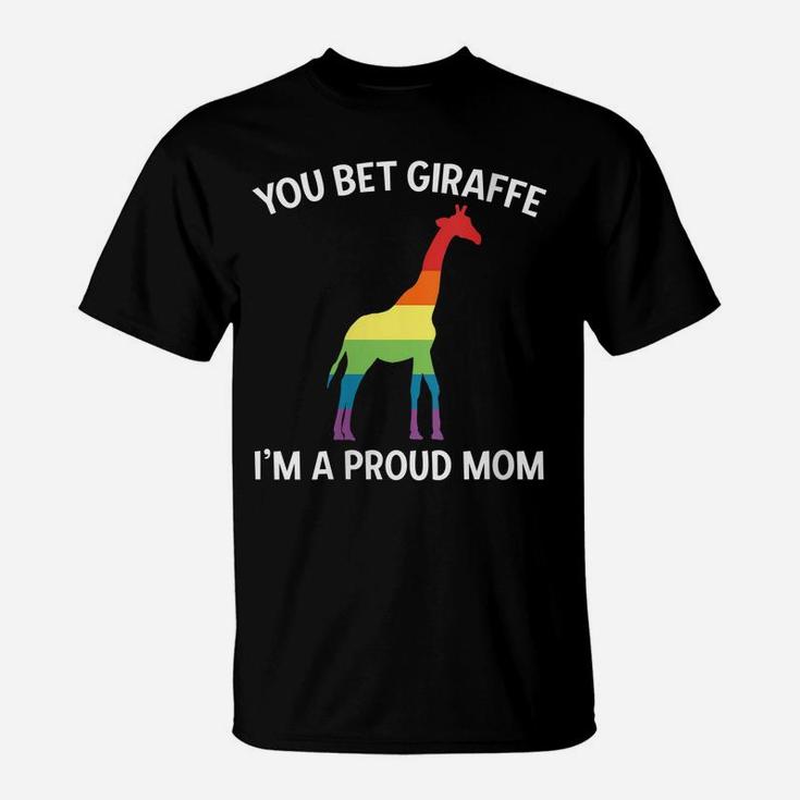 Womens Proud Lgbt Mom Shirt Gay Pride Mother Giraffe Pun Gift T-Shirt