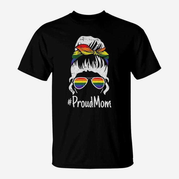 Womens Proud Mom Gay Pride Rainbow Flag Lgbt-Q Ally Mama Mother T-Shirt