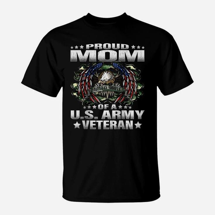 Womens Proud Mom Of A Us Army Veteran Military Vet's Mother Raglan Baseball Tee T-Shirt