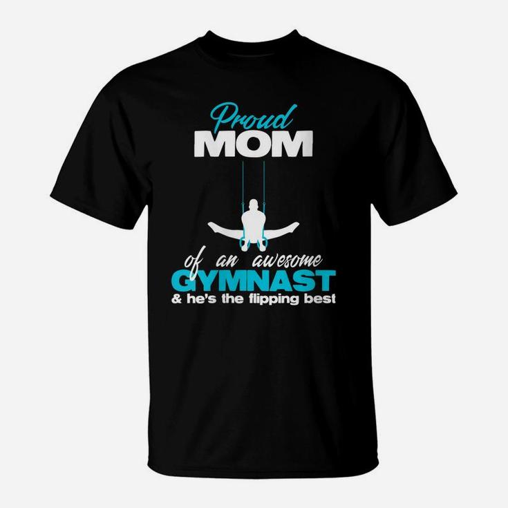 Womens Proud Mom Of An Awesome Boy Gymnast Rings Competition Meet T-Shirt