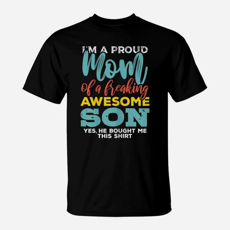 Womens Proud Mom Of Awesome Son Funny Womens Gift Tshirt T-Shirt