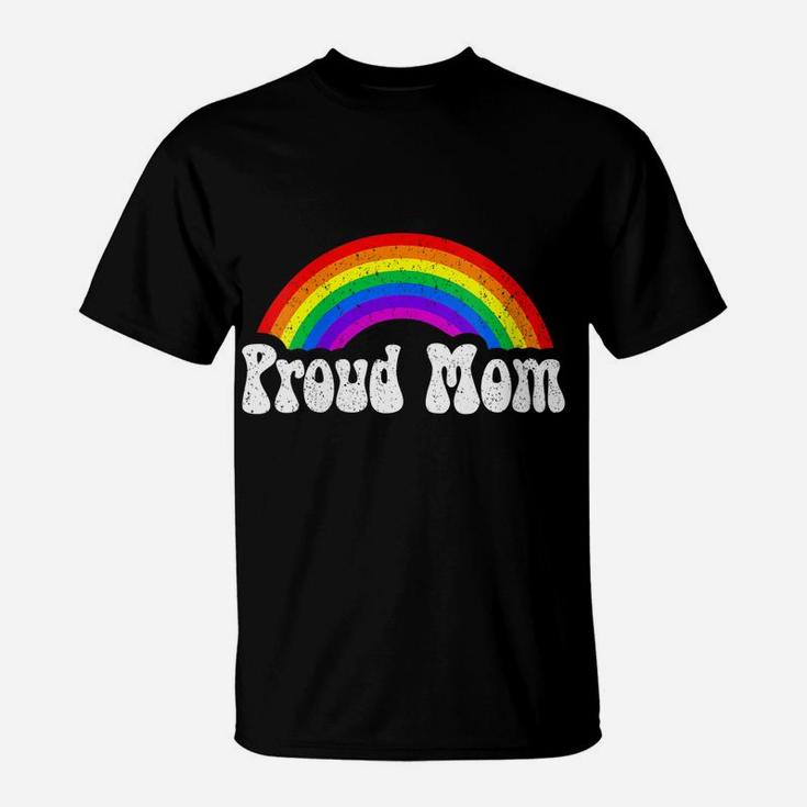 Womens Proud Mom Rainbow Shirt Lgbt Gay Pride Month T-Shirt
