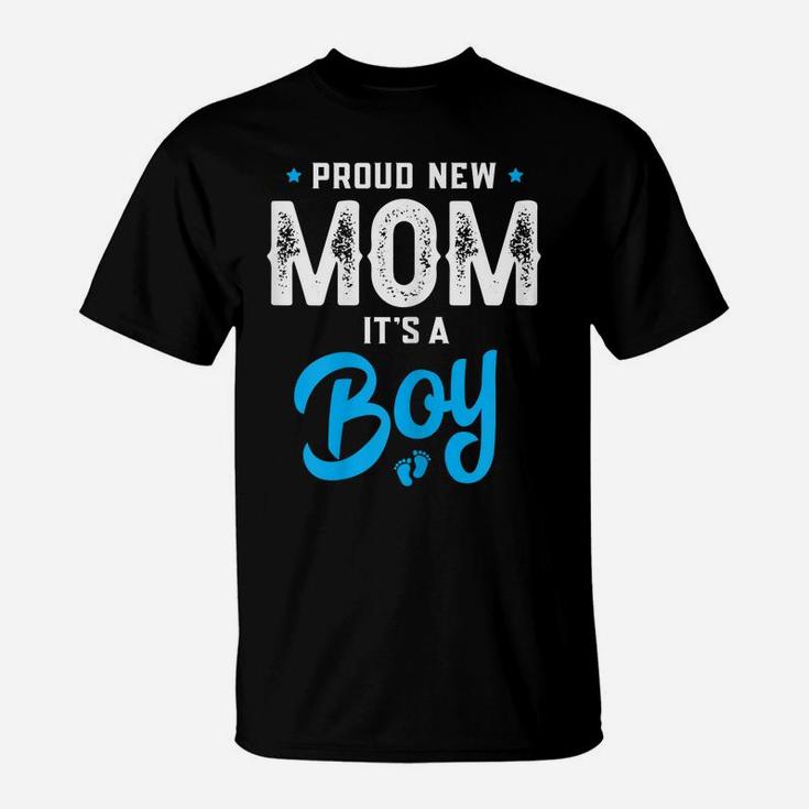 Womens Proud New Mom Its A Boy Promoted To Mommy Gender Reveal Gift T-Shirt