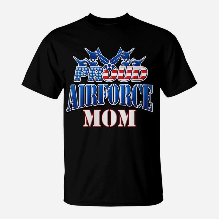 Womens Proud Patriotic Air Force Mom Usa Flag Mothers Day T-Shirt