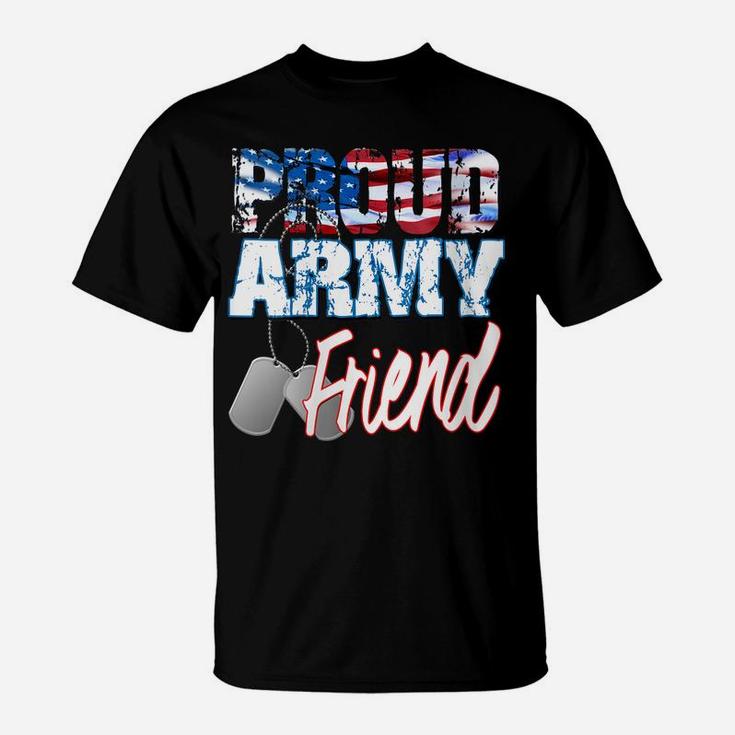 Womens Proud Patriotic Usa Army Friend Usa Flag Military Men Women T-Shirt