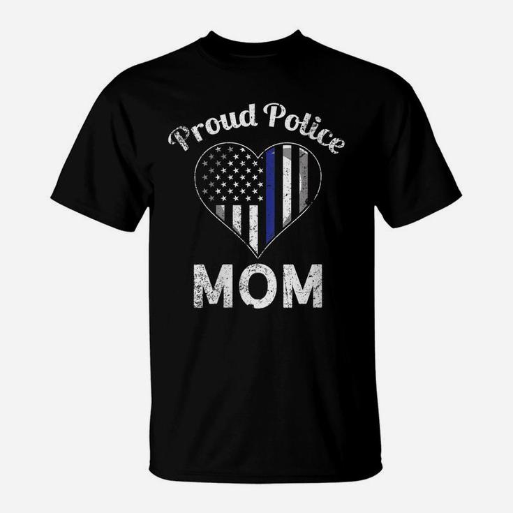 Womens Proud Police Mom Thin Blue Line Mother's Day T-Shirt
