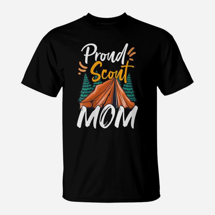Womens Proud Scout Mom Scouting Den Leader Cub Camping T-Shirt