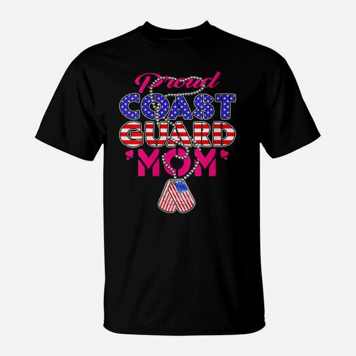 Womens Proud Us Coast Guard Mom Dog Tags Military Mother Gift T-Shirt