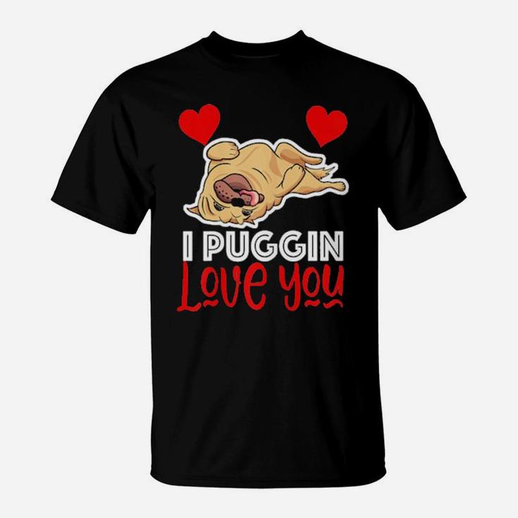 Womens Pug Valentines Pugs And Kisses T-Shirt