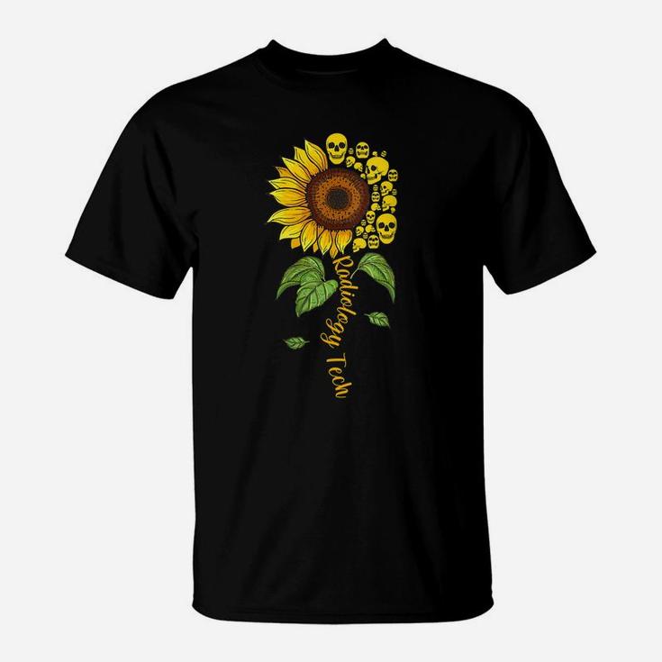 Womens Radiology Tech - Radiographer Rad Tech Sunflower Skull Gift T-Shirt