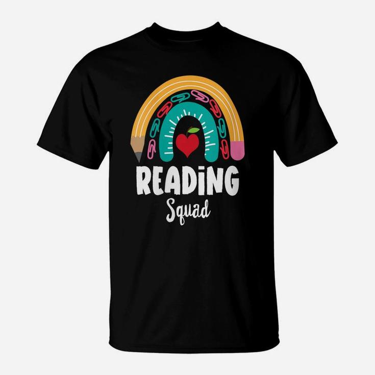 Womens Reading Squad, Funny Boho Rainbow For Teachers T-Shirt
