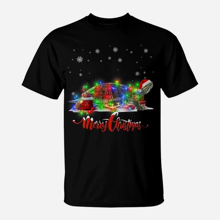 Womens Red-Eared Slider Animal Merry Christmas Animal Lover T-Shirt