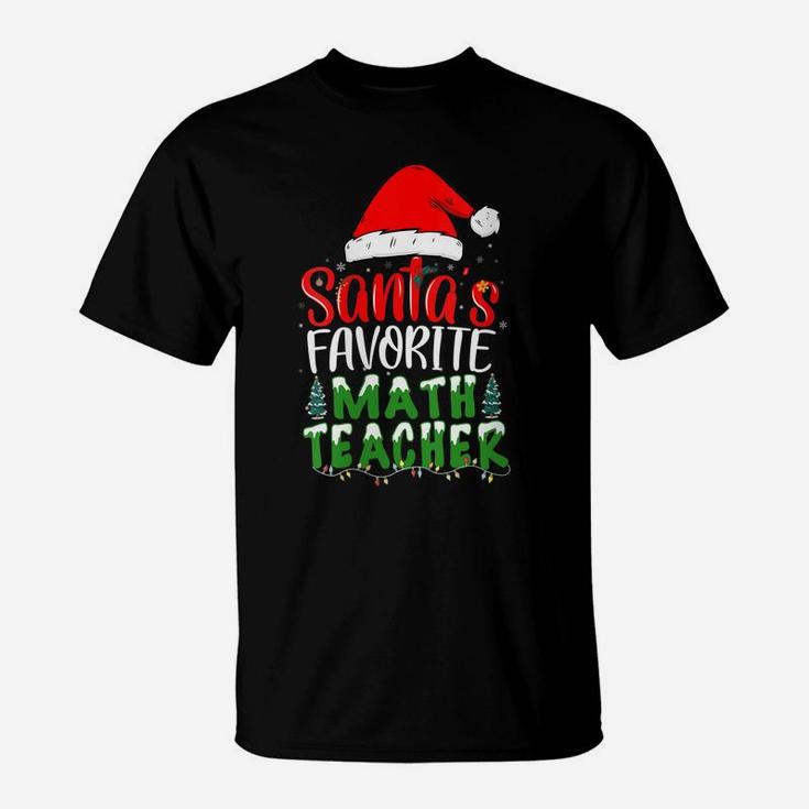 Womens Santa's Favorite Math Teacher Christmas T-Shirt