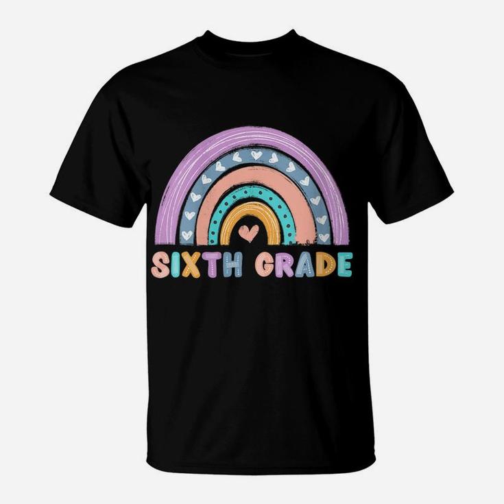 Womens Sixth Grade Boho Rainbow Funny Hello 6Th Grade School Team T-Shirt