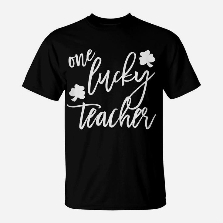 Womens St Patricks Day Gift For Kindergarten Prek One Lucky Teacher T-Shirt