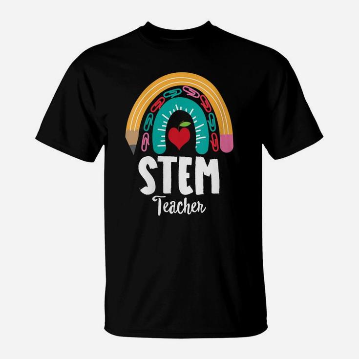 Womens Stem Teacher, Funny Boho Rainbow For Teachers T-Shirt