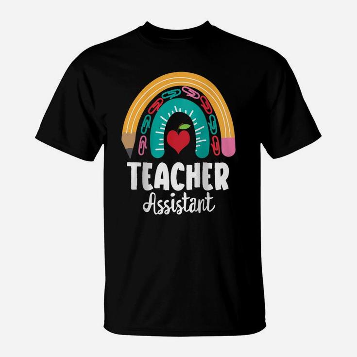 Womens Teacher Assistant, Funny Boho Rainbow For Teachers Raglan Baseball Tee T-Shirt