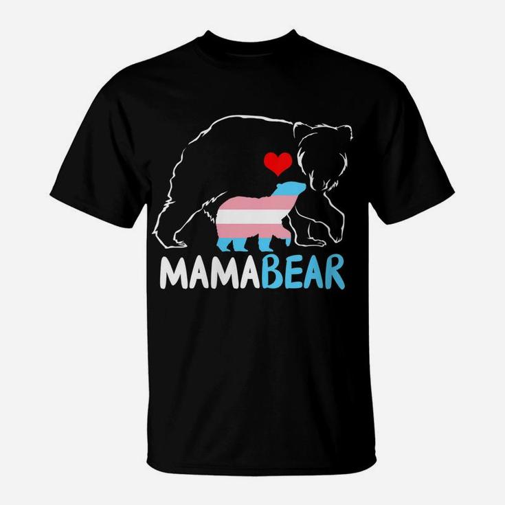 Womens Trans Mama Bear Proud Mom Rainbow Transgender Mother's Day T-Shirt