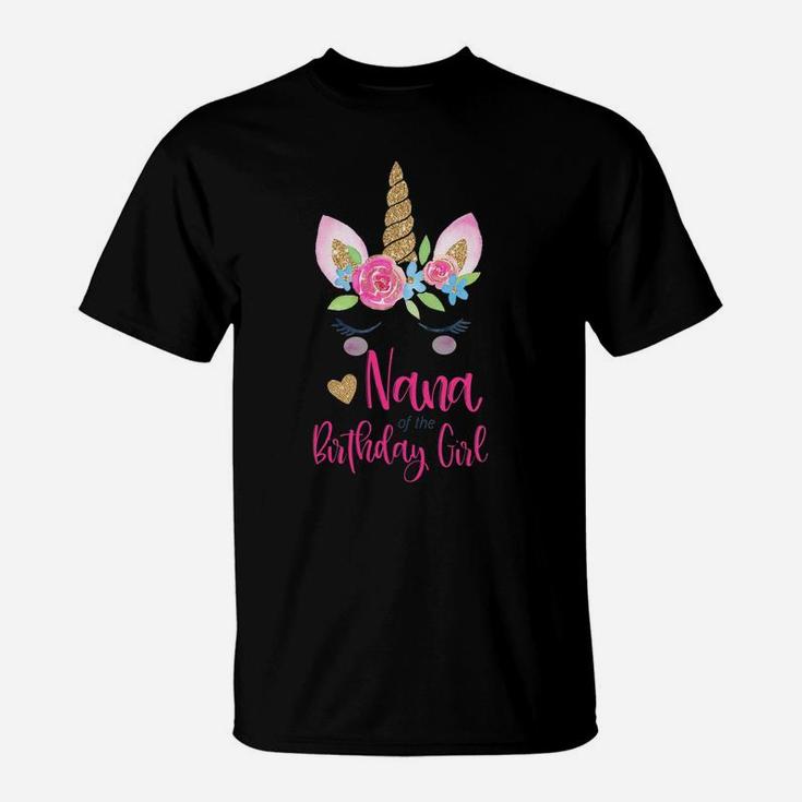 Womens Unicorn Nana Of The Birthday Girl Shirt Matching Party Group T-Shirt