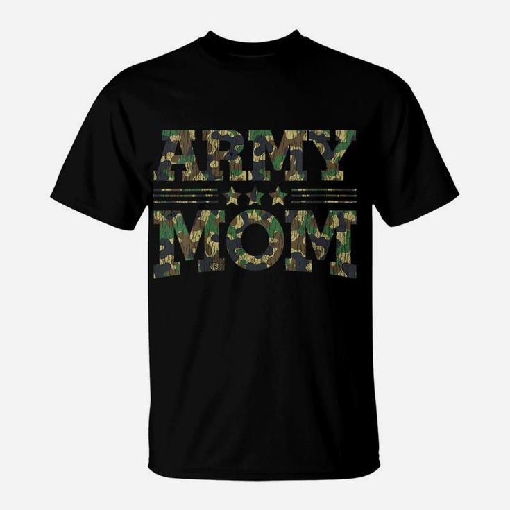 Womens Vintage Camouflage Military Mother Hero Proud Army Mom Woman T-Shirt