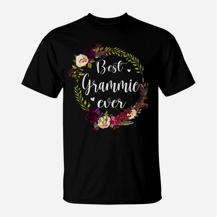Womens Womens Best Grammie Ever Flower Wreath Grandma - Mothers Day T-Shirt
