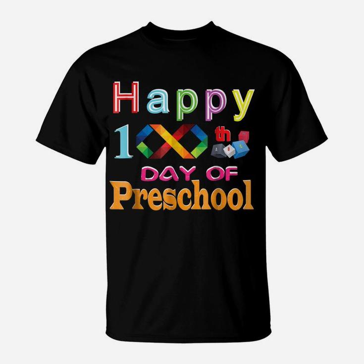 Words Happy 100Th Day Of Preschool Teacher Student Shirt T-Shirt