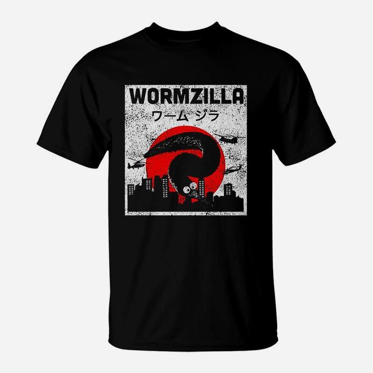 Worm On A String Meme Japanese Fuzzy Magic Worms Wormzilla T-Shirt