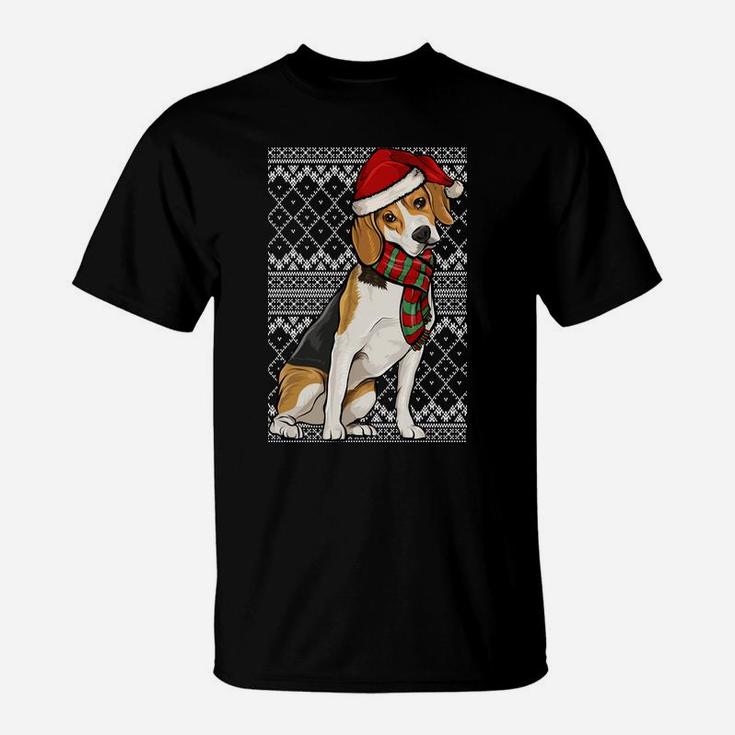 Xmas Beagle Santa Claus Hat Ugly Christmas Sweatshirt T-Shirt