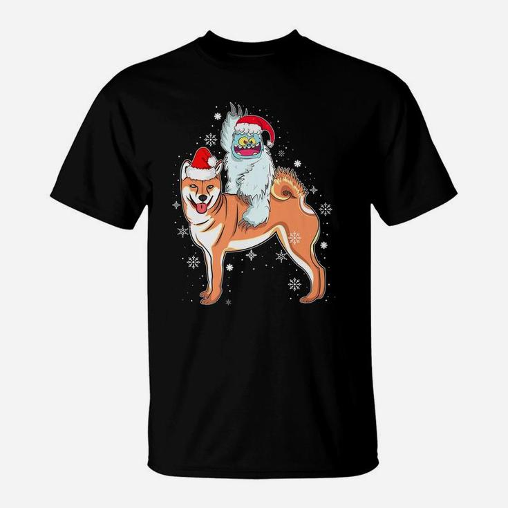 Yeti To Party Shiba Inu Santa Hat Christmas Pajama Xmas Gift T-Shirt