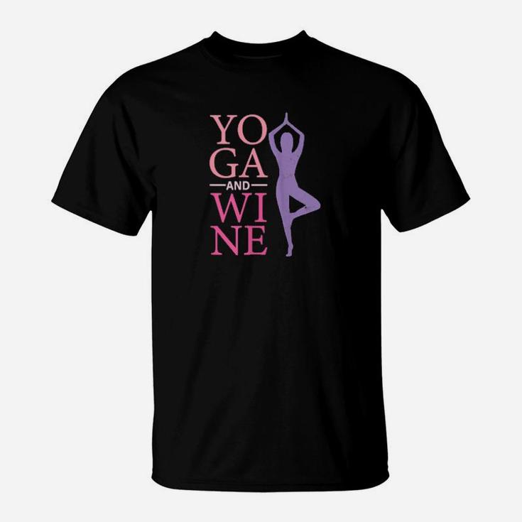 Yoga And Wine For Valentines Healthy Lifestyle Meditation T-Shirt