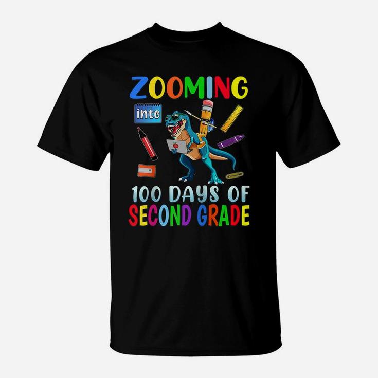 Zooming Into 100 Days Of Second Grade Virtual School Boys Raglan Baseball Tee T-Shirt