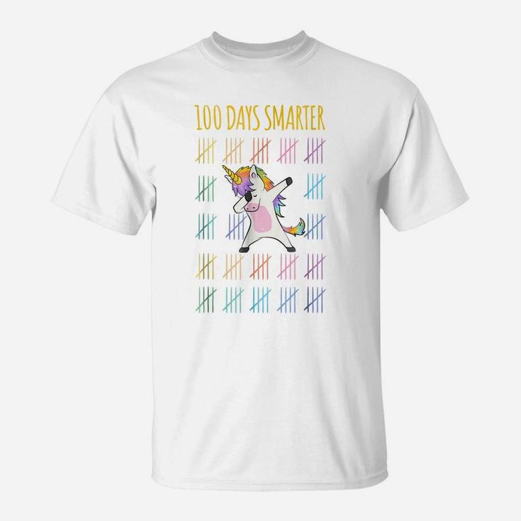 100 Days Of School Unicorn 100 Days Smarter T Shirt Teacher T-Shirt