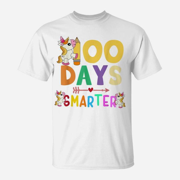 100 Days Smarter 100Th Day Of School Teacher Kids Unicorn T-Shirt