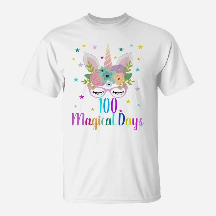 100 Magical Days 100Th Day Of School Girl Unicorn Costume T-Shirt