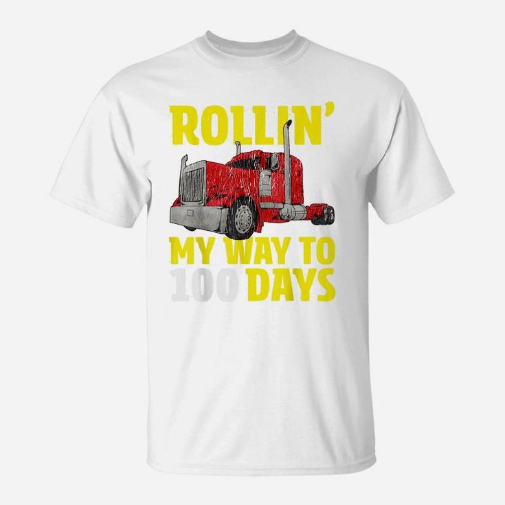 100Th Day Of School T Shirt Boys Truck 100 Days Of School T-Shirt