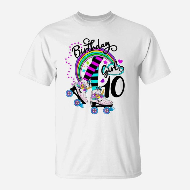 10Th Unicorn Roller Skate Birthday Party For Girls Shirt T-Shirt