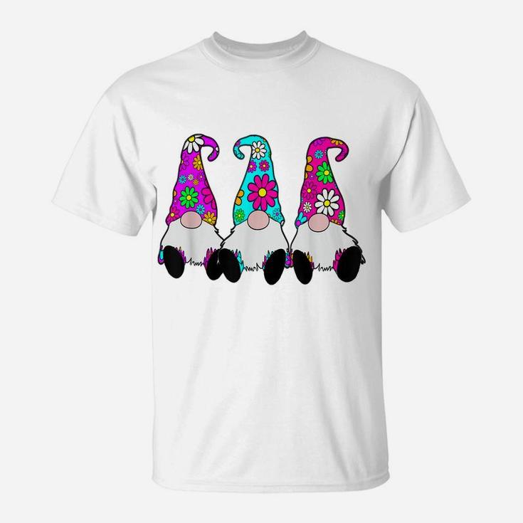3 Hippie Gnomes Daisy Flower Hat Retro Peace Groovy T-Shirt