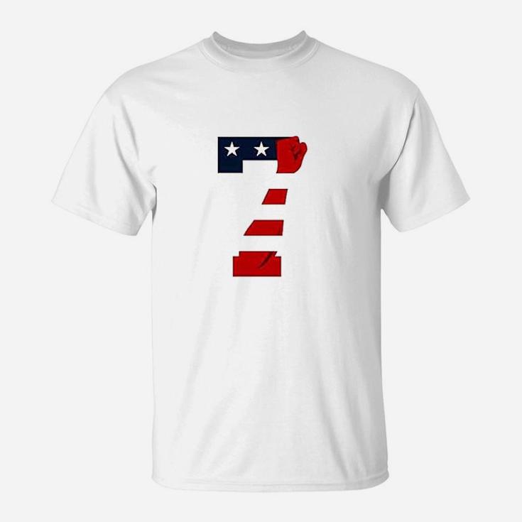 7 Patriotic American Flag Justice Fist Graphic T-Shirt