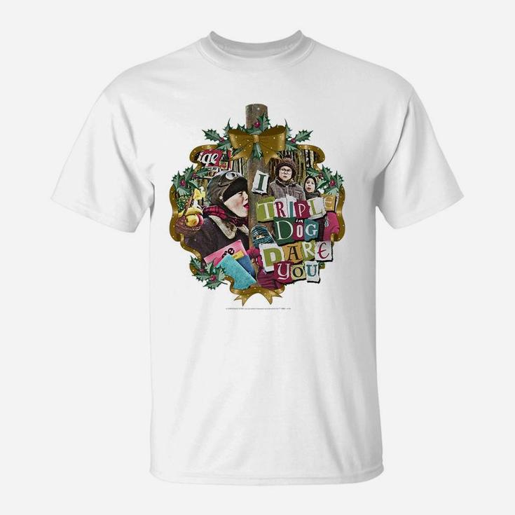 A Christmas Story I Triple Dog Dare You Collage Wreath T-Shirt