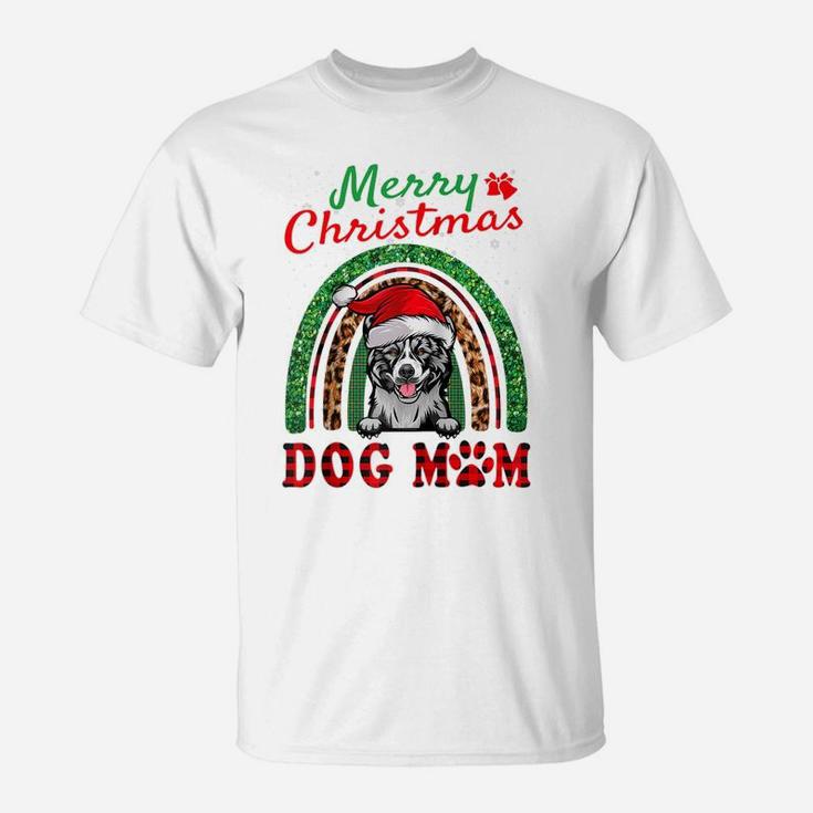 Akita Santa Dog Mom Boho Rainbow Funny Christmas Raglan Baseball Tee T-Shirt