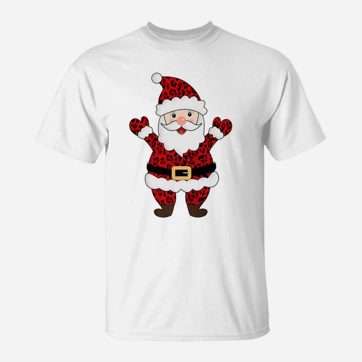 Animal Leopard Print Santa Claus Christmas Funny Xmas Gift T-Shirt