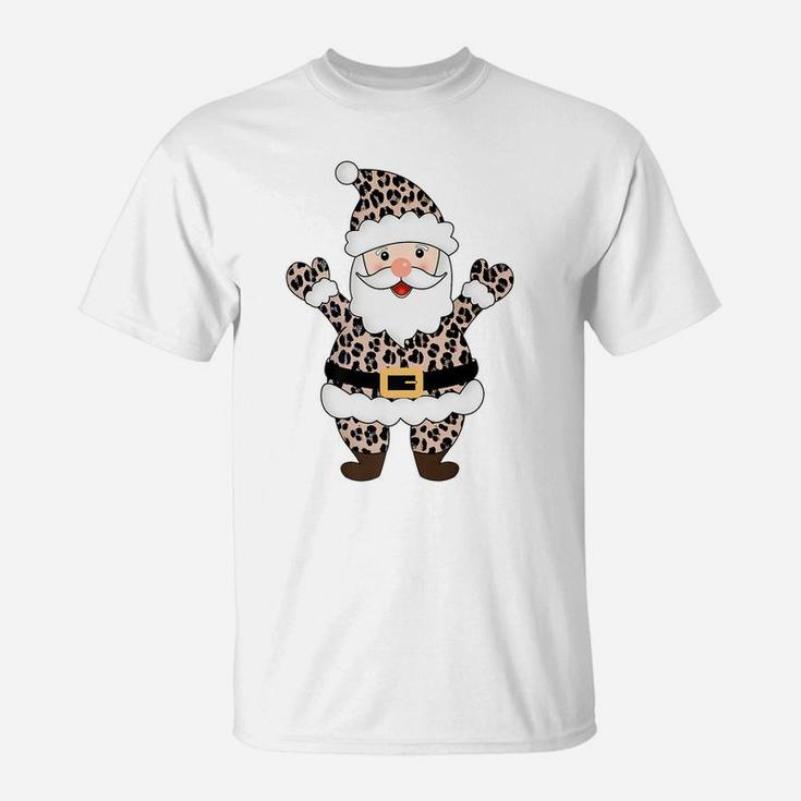 Animal Leopard Print Santa Claus Pattern Christmas Xmas Gift T-Shirt